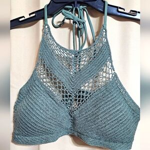 SO Green Crochet Halter Top